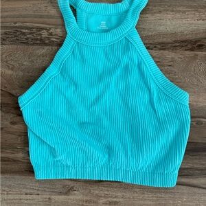 Aerie Aqua Ribbed Tank Top